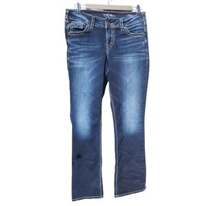 Silver Jeans Co Elyse Mid Slim Bootcut Dark Wash Denim W27 L31 L03601SSG406